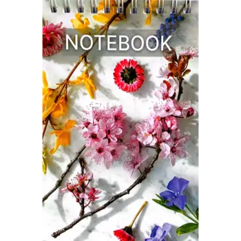 Carnețel pe spirală cu imprimeu Flori, 96 foi albe