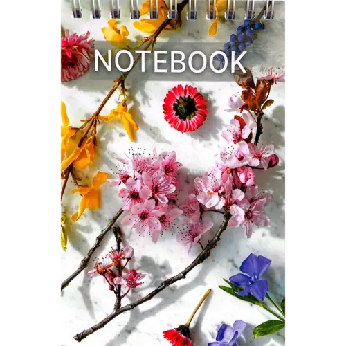 Carnețel pe spirală cu imprimeu Flori, 96 foi albe