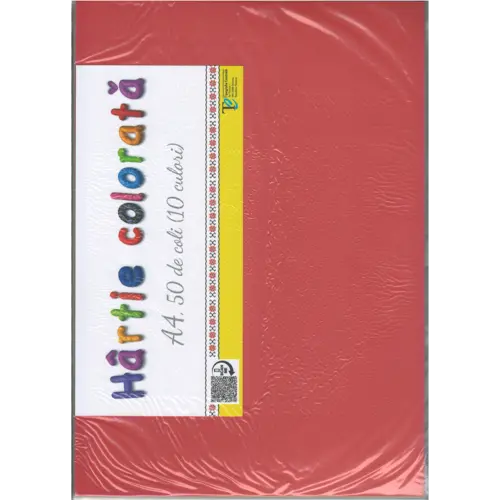 Set hârtie colorată A4 50 coli, 10 culori, pe ambele părți